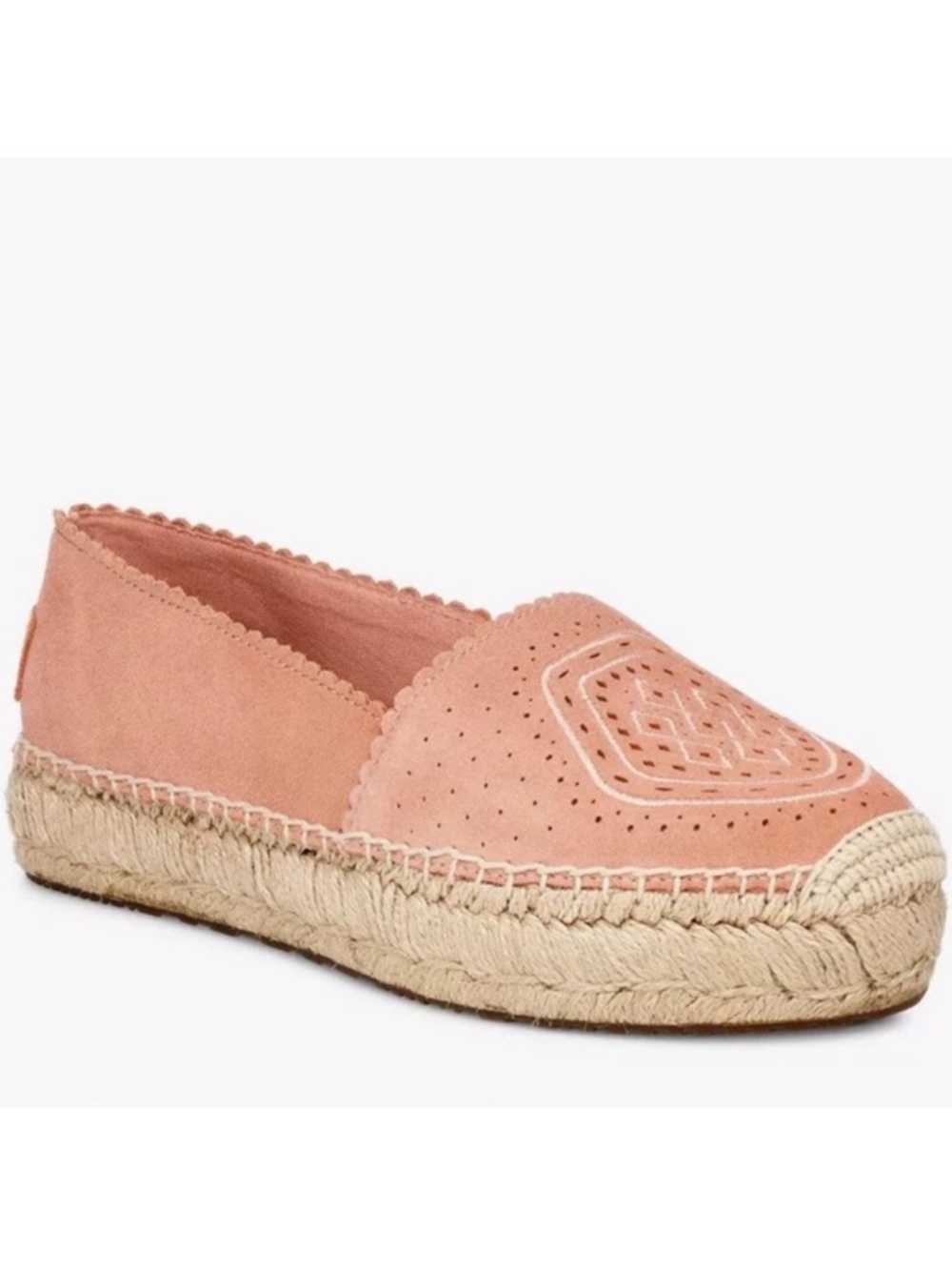 Ugg Heidi Suede Perforated Espadrille in Suntan -  Size 7 1/2